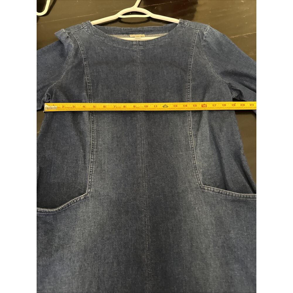 J. Jill Denim Shift Dress Pockets Minimalist Relaxed Cotton Sz Lge PT Dark Wash - Picture 6 of 10